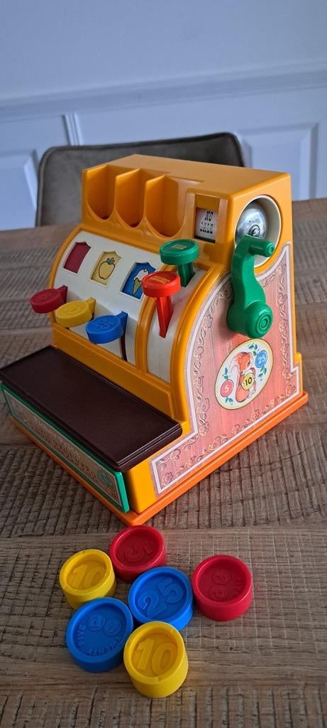 Vintage Fisher Price Speelgoedkassa met munten, Ophalen, Gebruikt, Speelset, Met geluid