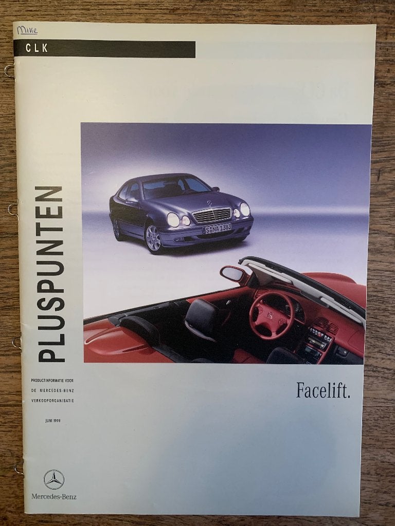 Product informatie brochure Mercedes-Benz CLK 1999 facelift, Boeken, Zo goed als nieuw, Mercedes-Benz, Mercedes, Ophalen of Verzenden