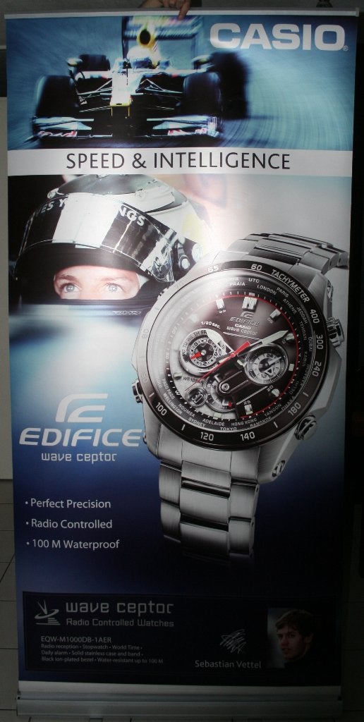 Casio F1 Sebastina Vettel display zeldzaam 2m hoog, Verzamelen, Automerken, Motoren en Formule 1, Verzenden, Zo goed als nieuw