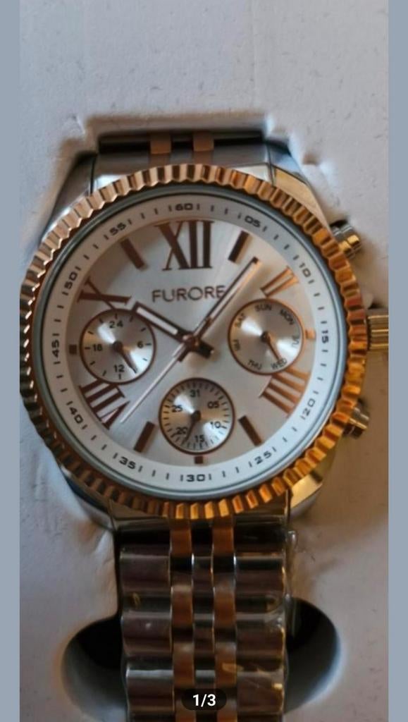 Stijlvol Furore Polshorloge - Zilverkleurig met Chronograaf, Sieraden, Tassen en Uiterlijk, Horloges | Heren, Gebruikt, Polshorloge