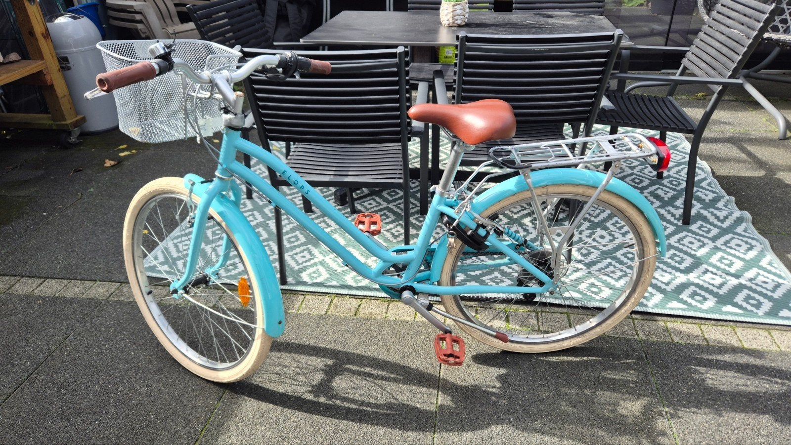 Leuke turquoise damesfiets met mand en versnellingen, Fietsen en Brommers, Gebruikt, Velgrem, Versnellingen, 50 tot 53 cm