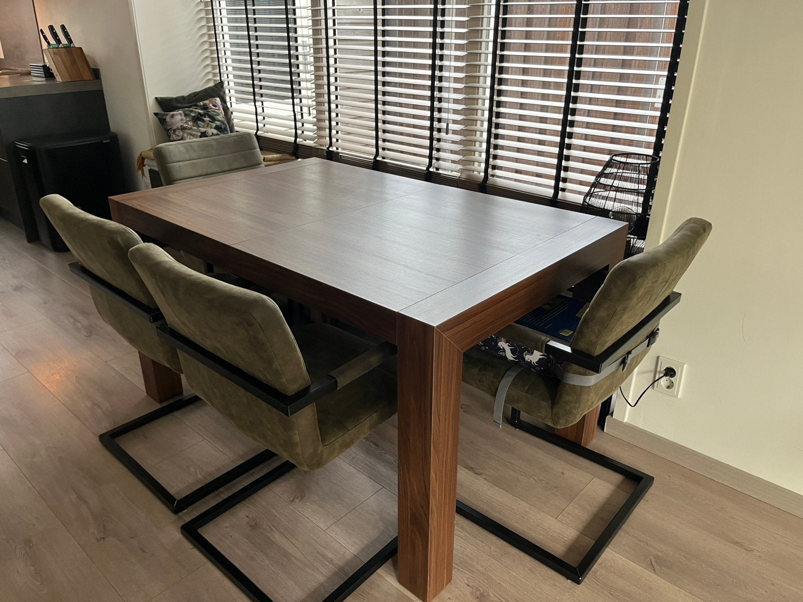 Uitschuifbare tafel van 1.40/1.80/2.20, Ophalen, Gebruikt, 50 tot 100 cm, Vijf personen of meer