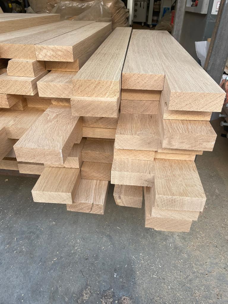Partij eiken houten balkjes geschaafd 35x95mm, Doe-het-zelf en Verbouw, Hout en Planken, Ophalen, 25 tot 50 mm, Eiken, Nieuw