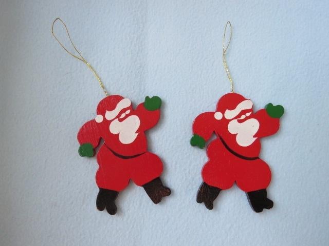 2x vintage hanger houten kerstman handbeschilderd uit Zweden, Diversen, Kerst, Ophalen of Verzenden, Zo goed als nieuw