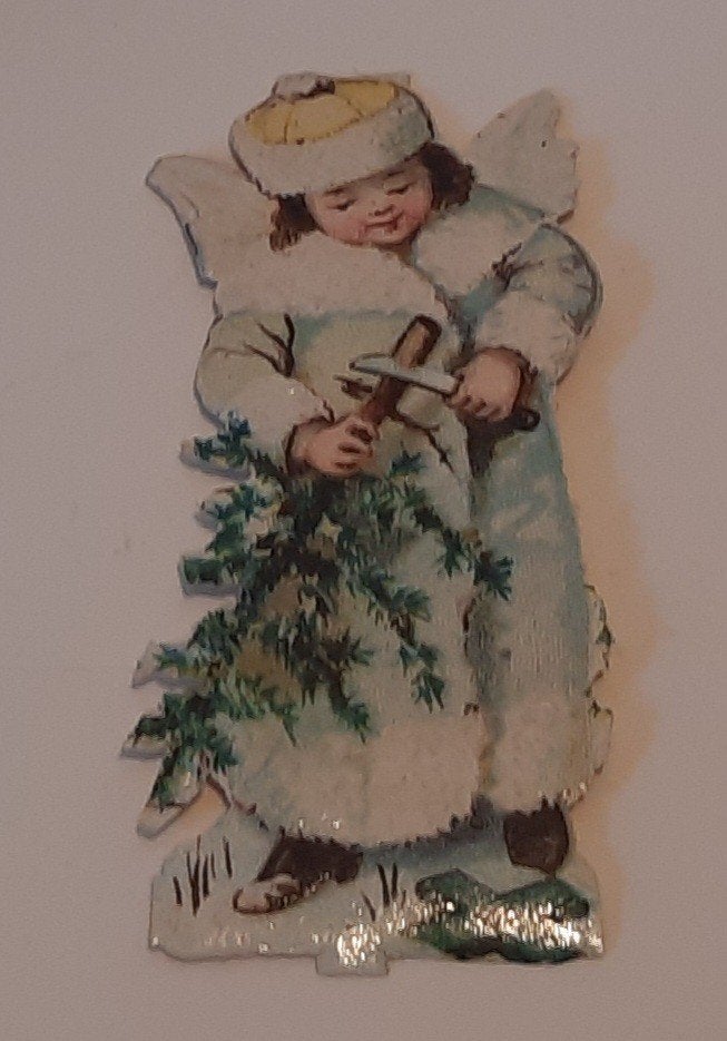 Antiek Poesieplaatje Kerstmeisje, Verzenden