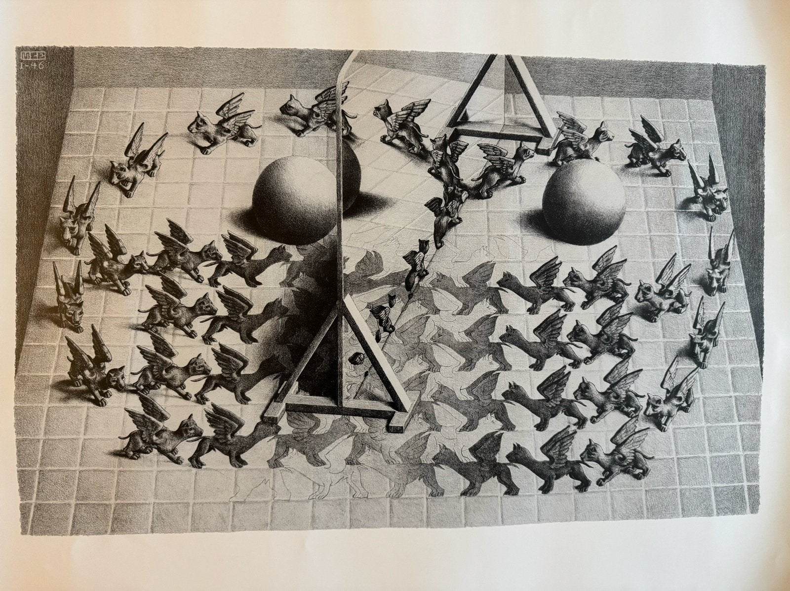M.C. Escher - poster (toverspiegel), Deurposter of groter, Rechthoekig Liggend, Nieuw, Ophalen of Verzenden