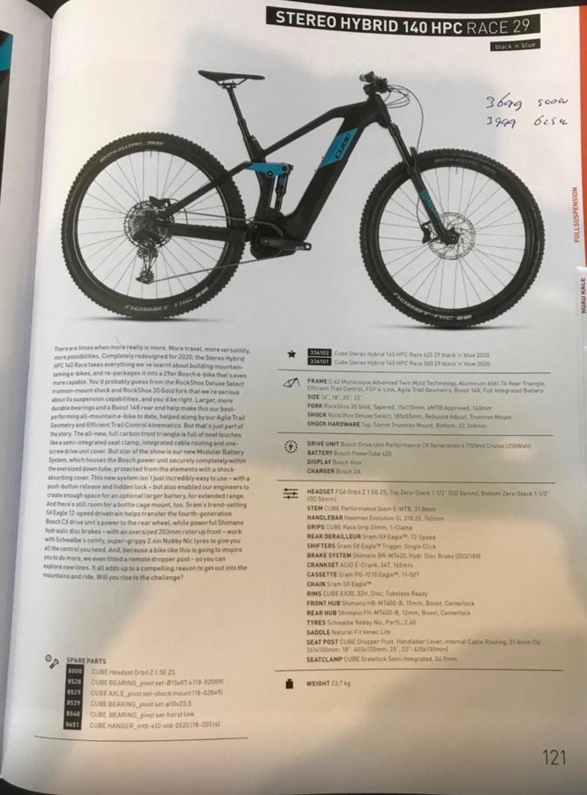 Cube Stereo Hybrid 140 HPC Race 29 E-MTB 625 kwh, Ophalen, Zo goed als nieuw, 51 tot 55 cm, Cube