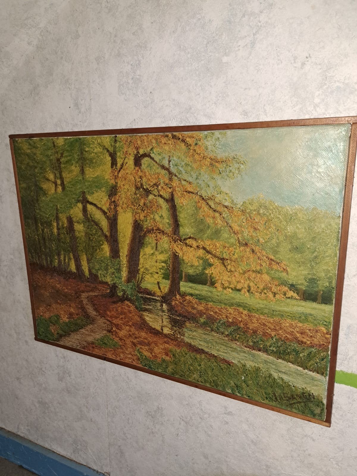 Schilderij met houten lijstje., Antiek en Kunst, Kunst | Schilderijen | Klassiek, Ophalen, Overige technieken, Handgeschilderd