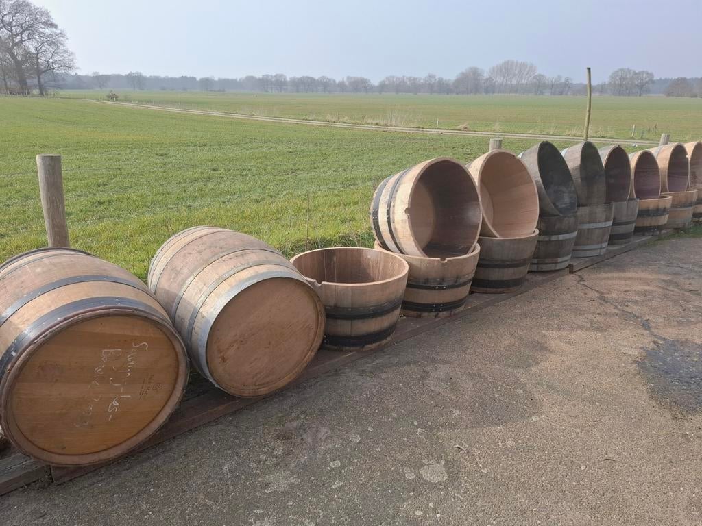 Super mooie eiken plantenbakken van wijn en wiskeyvaten., Tuin en Terras, Planten | Bomen, Overige soorten, 100 tot 250 cm, Halfschaduw