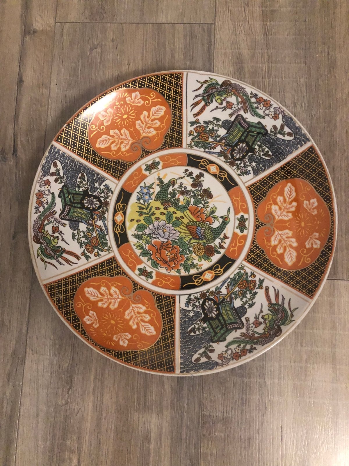 Decoratieve Oosterse Wandbord met Pauw en Draken, Ophalen