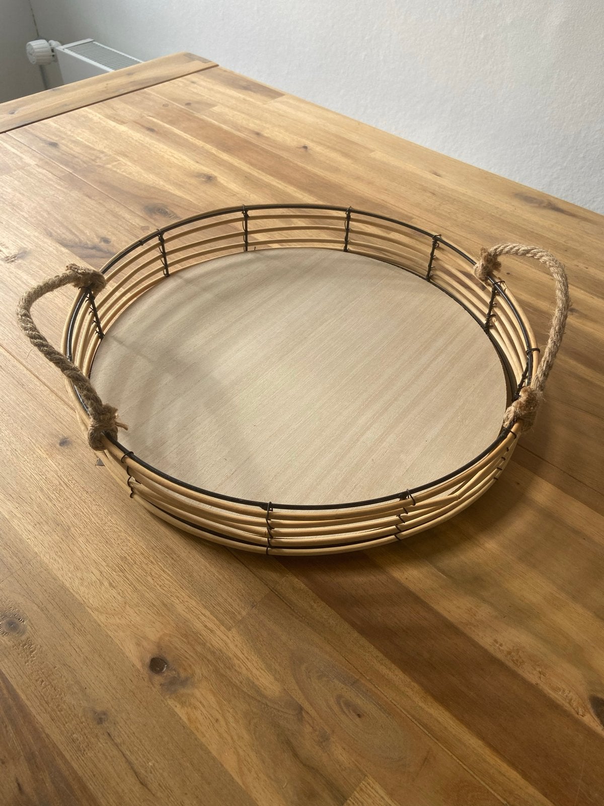 Rond dienblad met touw handvatten, Rond, Nieuw, Ophalen of Verzenden, Dienblad