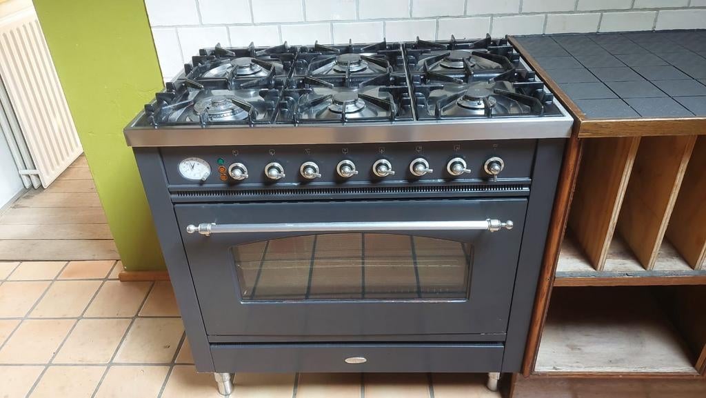 Boretti gasfornuis met 6 pitten en oven, Gebruikt, Hete lucht, 60 cm of meer, Ophalen of Verzenden