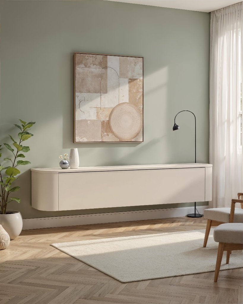 Zwevend TV meubel beige cashmere 180 cm NIEUW VOORRAAD, Huis en Inrichting, Kasten | Televisiemeubels, 150 tot 200 cm, Nieuw, Ophalen of Verzenden