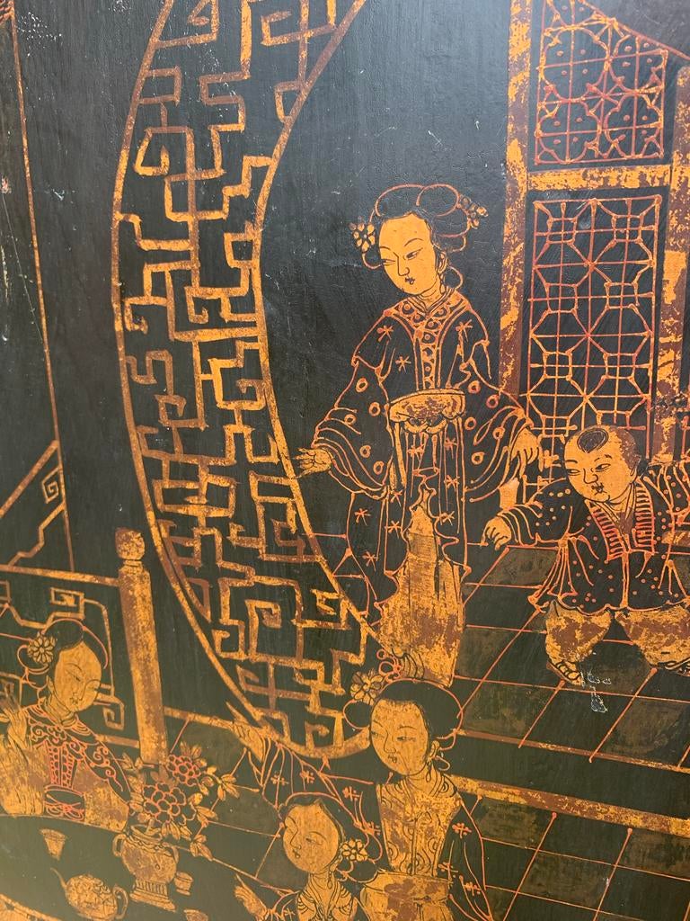 Antieke Chinese Lak Kast met Gedetailleerde Scènes, Ophalen