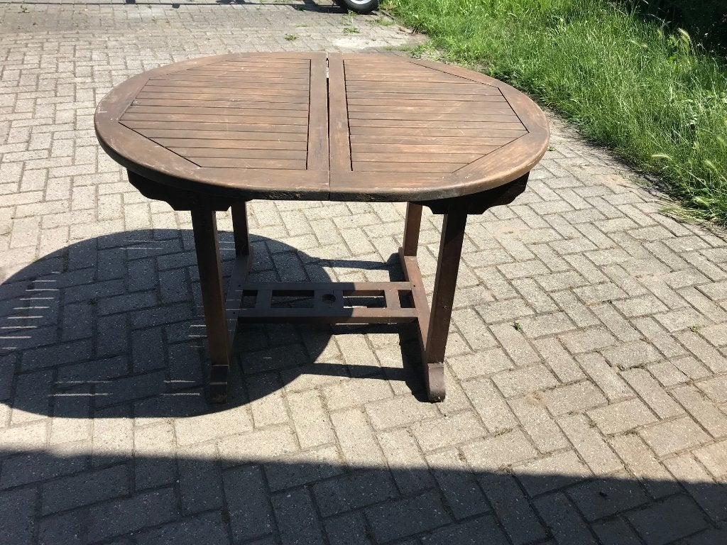 tuintafel, Tuin en Terras, Tuintafels, Ophalen, Gebruikt, Ovaal, Teakhout