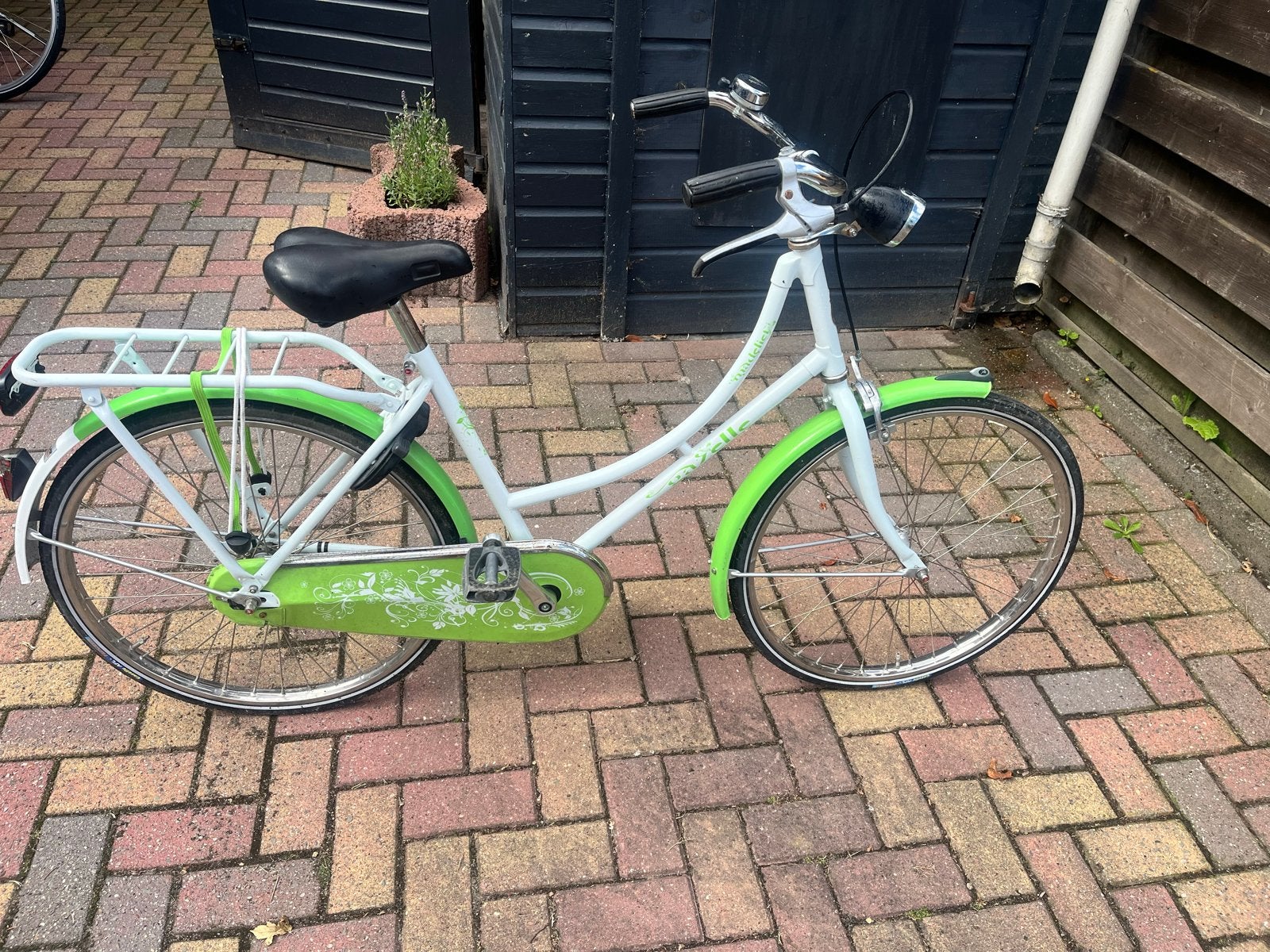 Gazelle Meisjesfiets 24 inch - Wit/Groen, Ophalen, 24 inch, Velgrem, Handrem