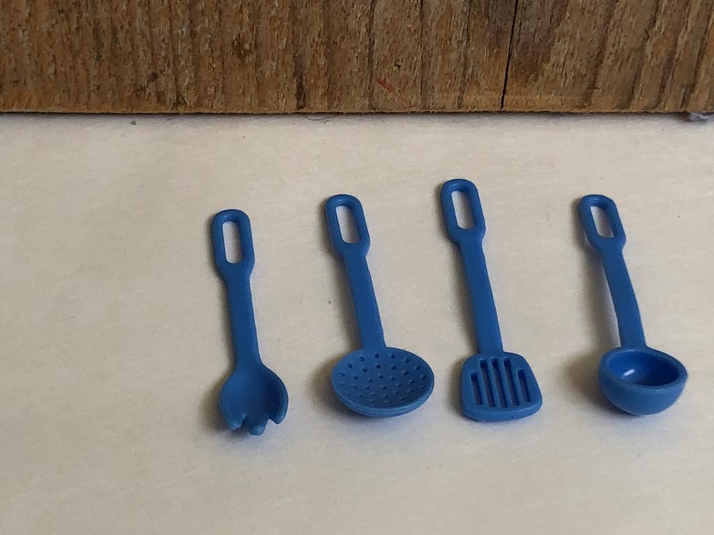 Vintage blauwe keuken lepels kook gerei, Ophalen of Verzenden, Zo goed als nieuw, Staal