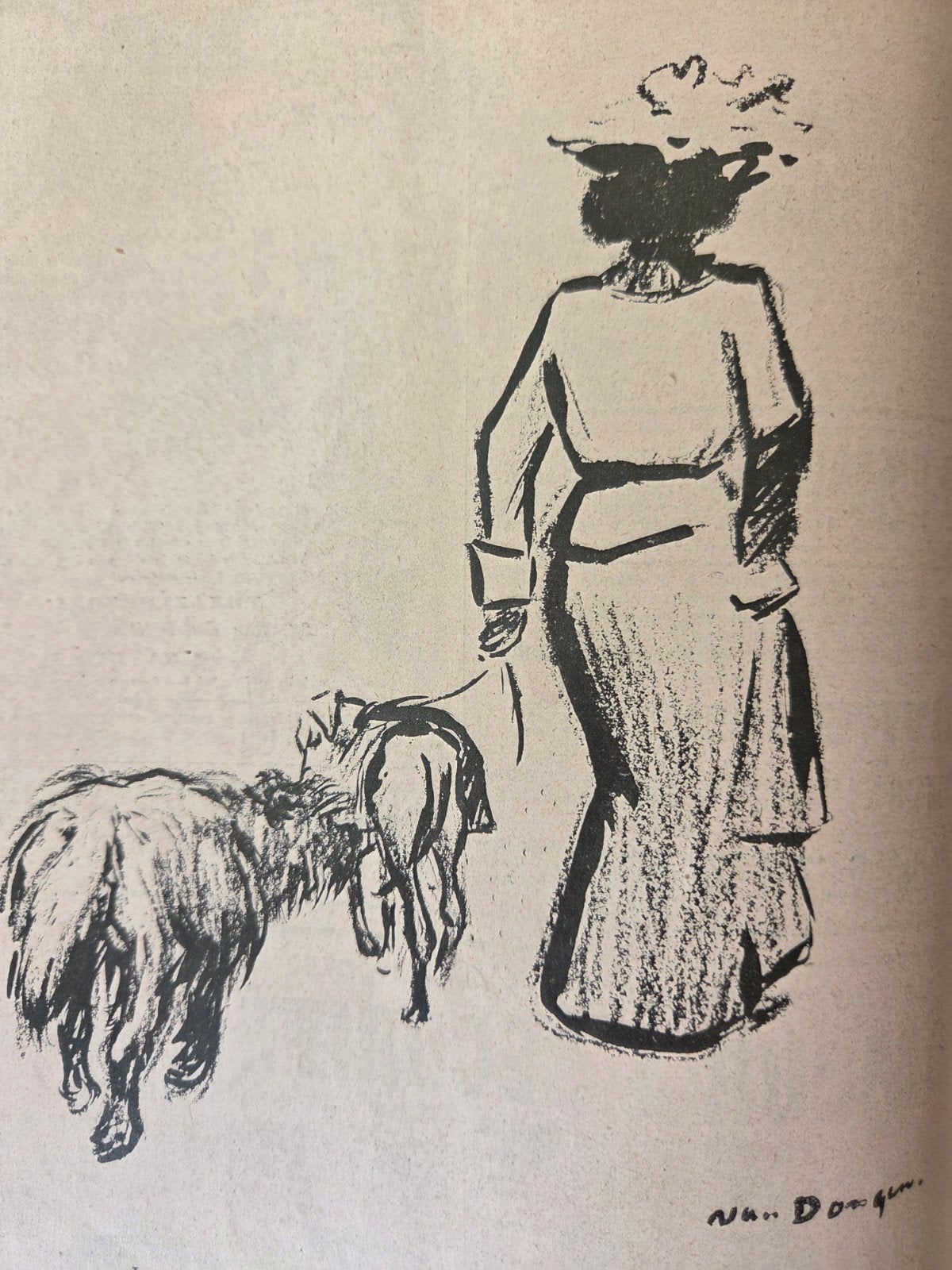 Kees van Dongen. Dame met honden. 1903., Antiek en Kunst, Ophalen of Verzenden