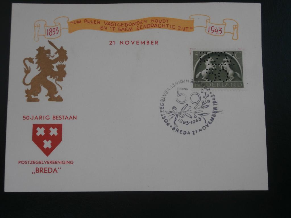 NL 1943; BRIEFKAART MET GEPERFOREERDE ZEGEL LEES, Postzegels en Munten, Verzenden, Briefkaart