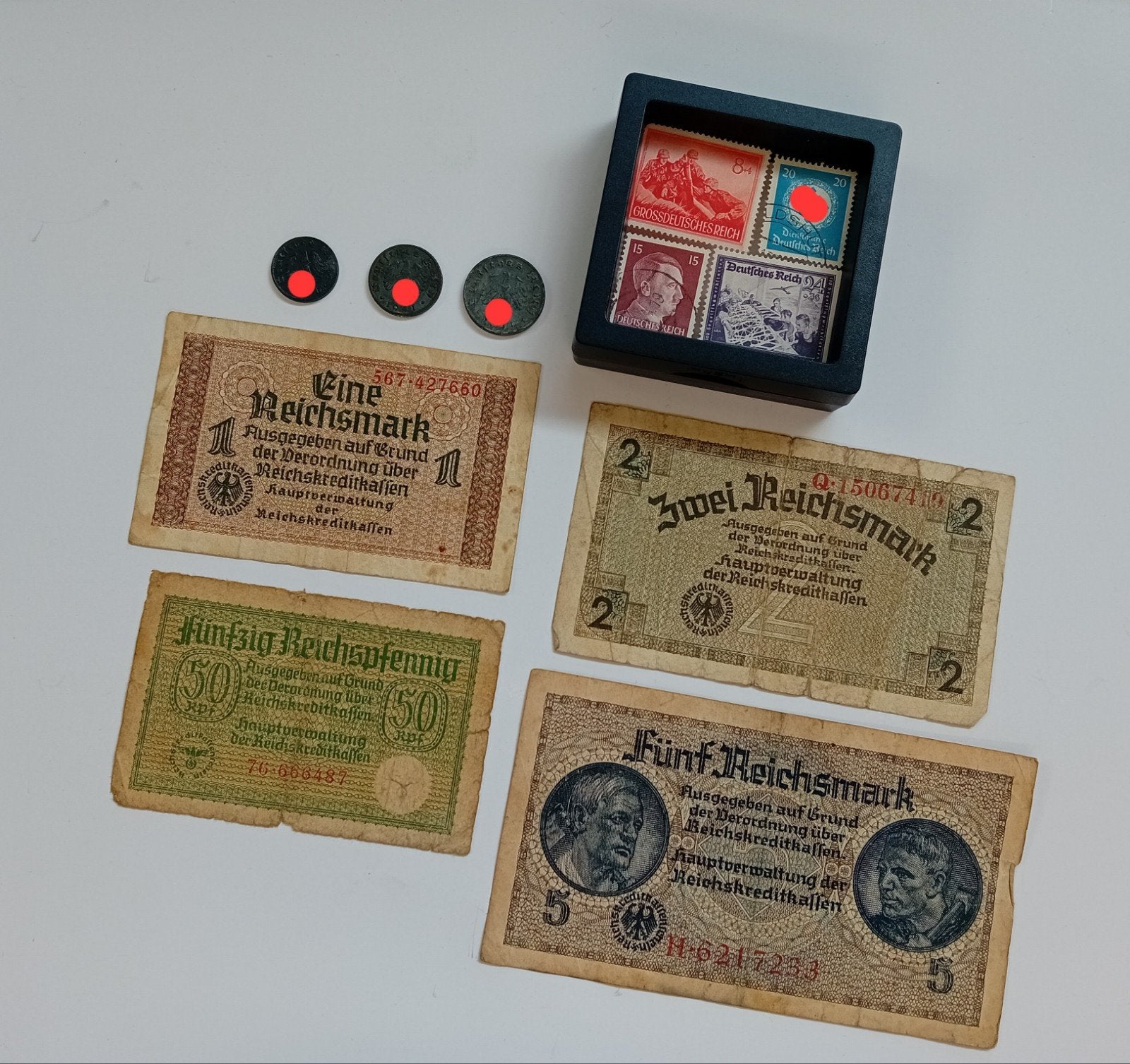 Set WW2 Papiergeld Reichskreditkassen Reichspfennig Postzege, Ophalen of Verzenden, Overige soorten, Duitsland, Overige typen