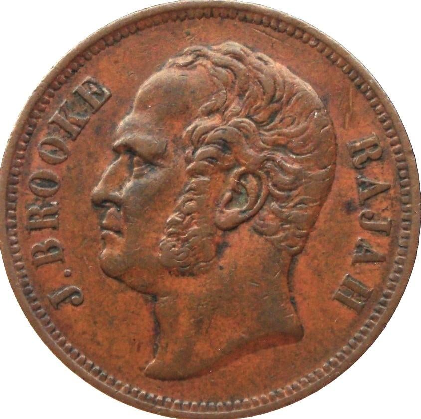 Sarawak 1 cent 1863 (zeldzaam), Ophalen of Verzenden, Zuidoost-Azië, Losse munt