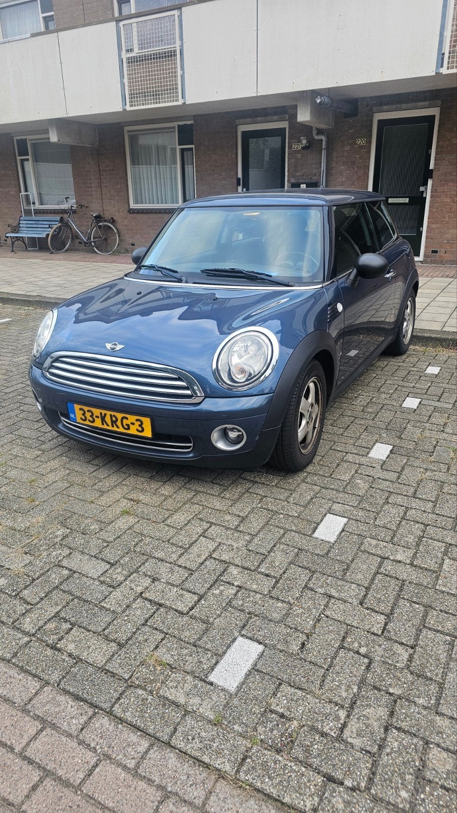 MINI one | 97.000km | Goed onderhouden, Auto's, Stof, Blauw, Handgeschakeld, Grijs