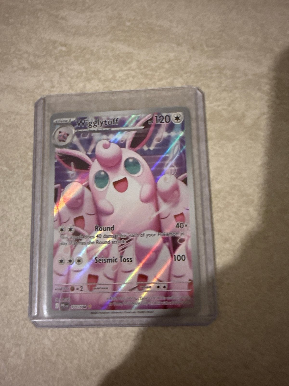Wigglytuff 105/094 Pokemon kaart, Ophalen of Verzenden, Zo goed als nieuw, Losse kaart, Foil