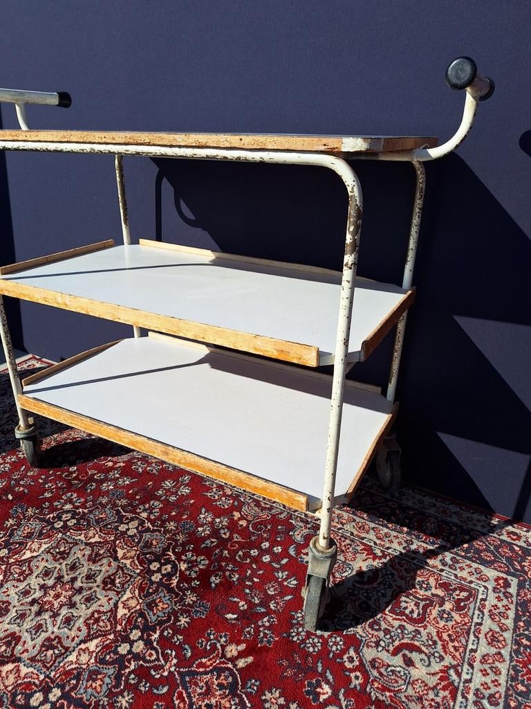 Vintage Keuken Trolley uit Oud Klooster - Serveerwagen, Ophalen, Vintage, Metaal, Nvt