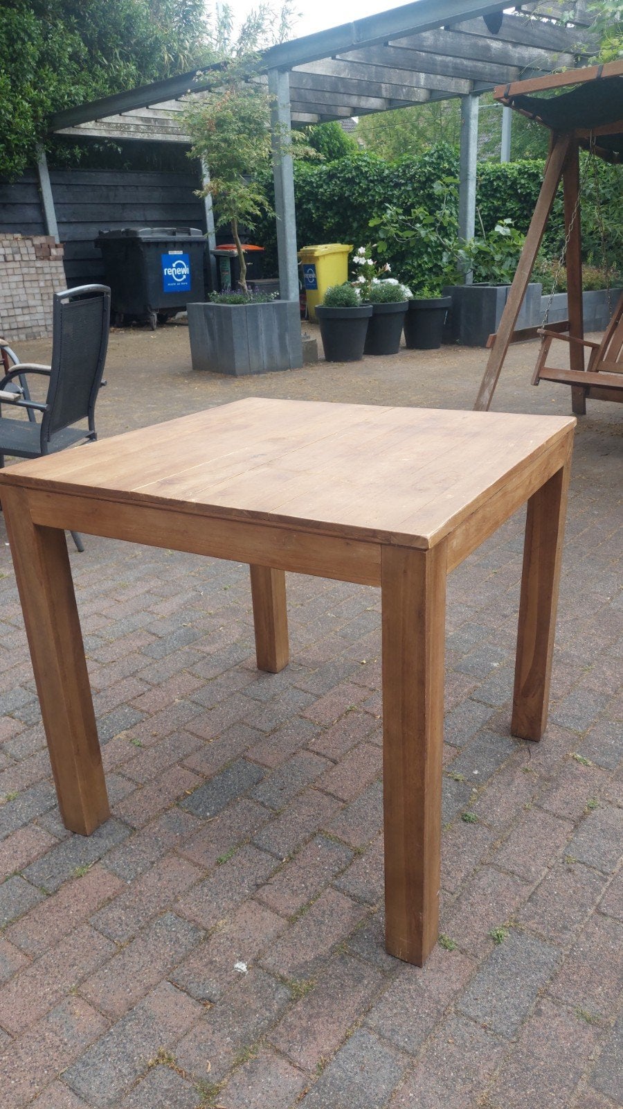 Houten eettafel voor 4 personen, Gebruikt, 50 tot 100 cm, Modern, functioneel, Vierkant