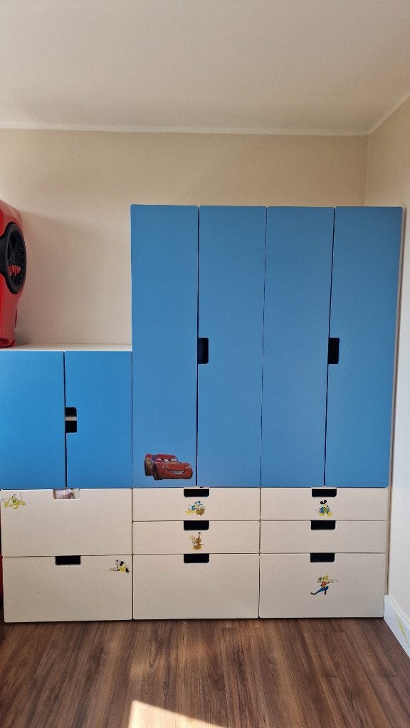 IKEA STUVA Kinderkastenset - blauw/wit, Ophalen, Kast, 50 tot 70 cm, 105 cm of meer