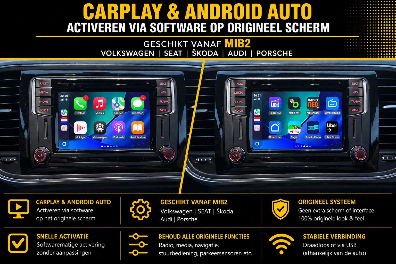 CarPlay & Android Auto Activeren | Audi VW Skoda Seat Porsch, Auto diversen, Ophalen, Info@navicenter.nl, Nieuw, Navicenter