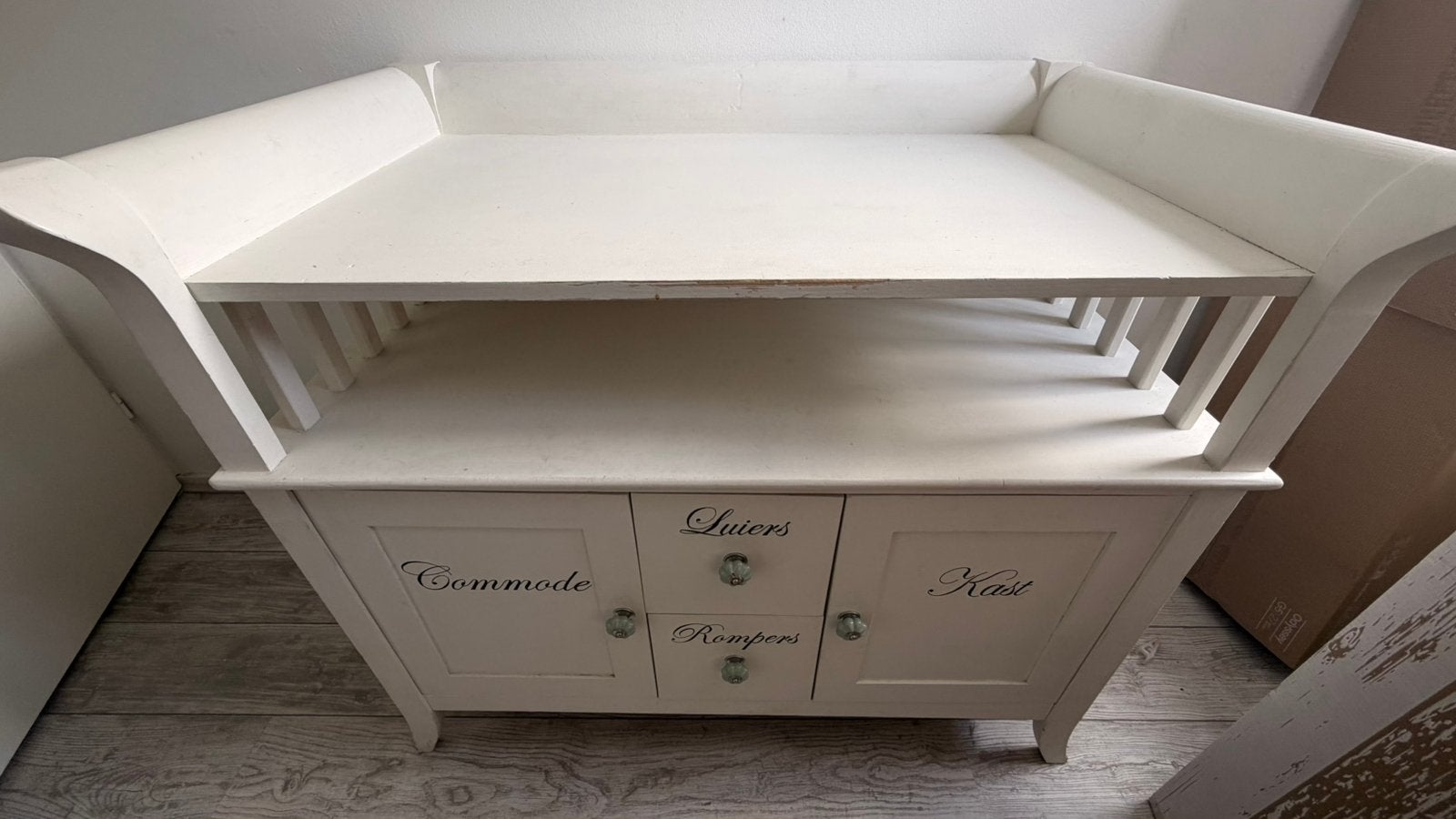 Commode en kledingkast wit brokant, Ophalen, Gebruikt, 50 tot 70 cm, 100 cm of meer