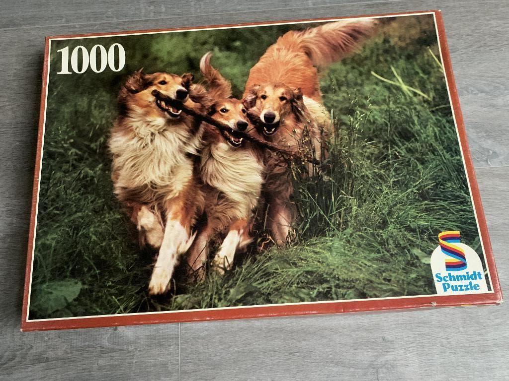 puzzel honden (3 collies) Schmidt 625 2647, Ophalen of Verzenden, 500 t/m 1500 stukjes, Zo goed als nieuw, Legpuzzel