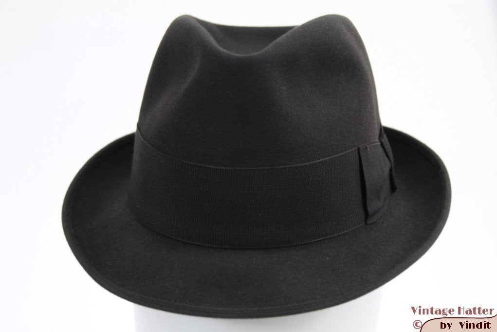 Vintage Gleufhoed Borsalino donker grijs 55 = S tot XS, Kleding | Heren, Hoeden en Petten, Hoed, Ophalen of Verzenden, 57 cm (M, 7⅛ inch) of minder