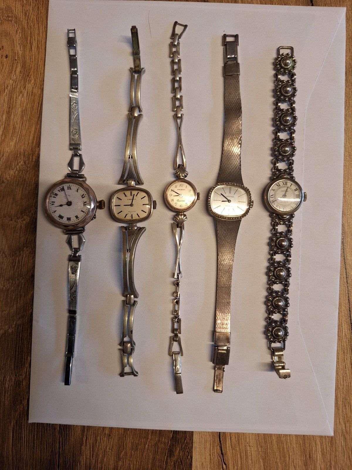 5x zilveren polshorloge, Overige merken, Gebruikt, Polshorloge, Overige materialen