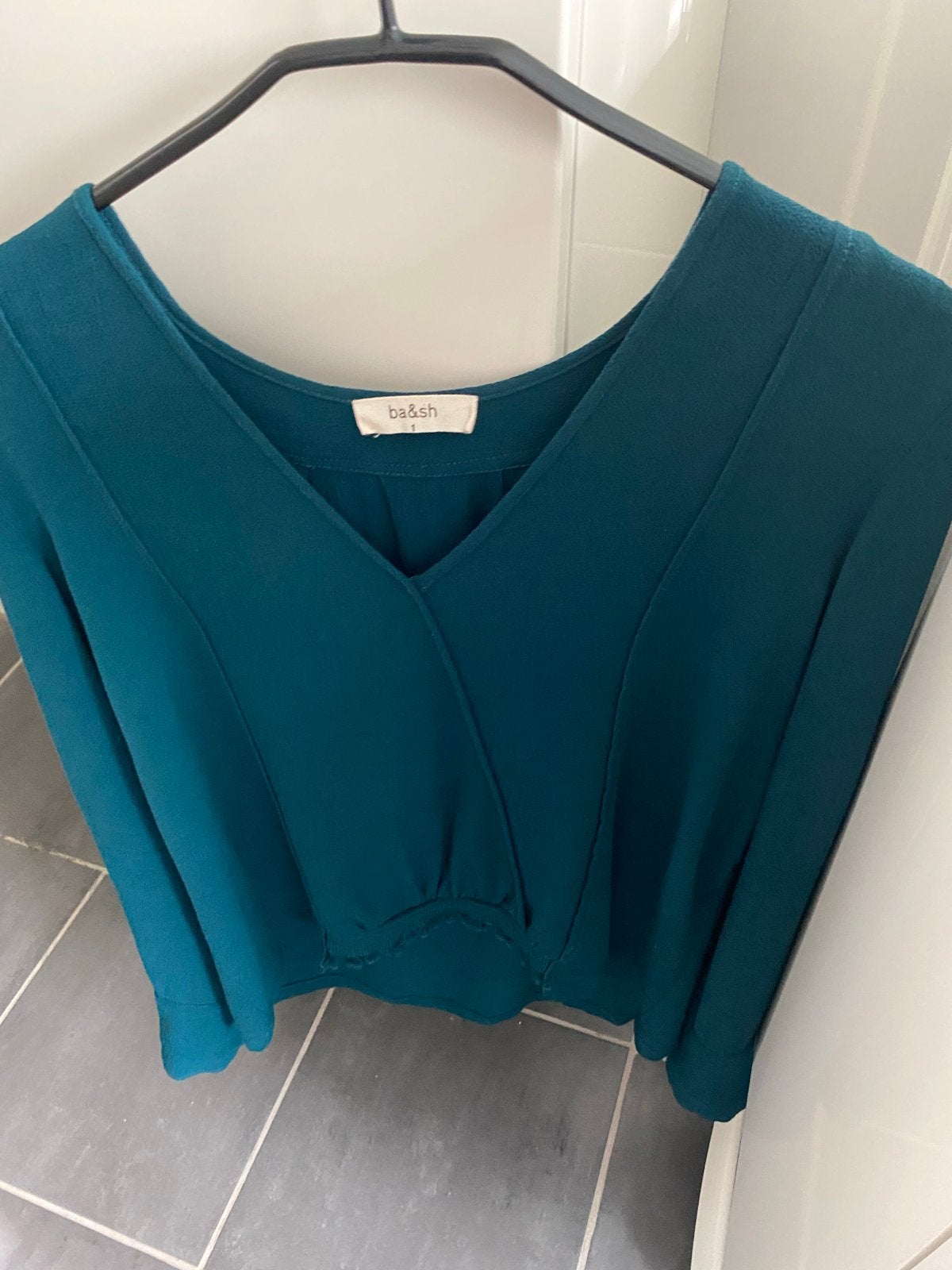 Ba&sh Andy blouse maat S - Prachtige petrol kleur, Ophalen of Verzenden, Zo goed als nieuw, Maat 36 (S), Groen
