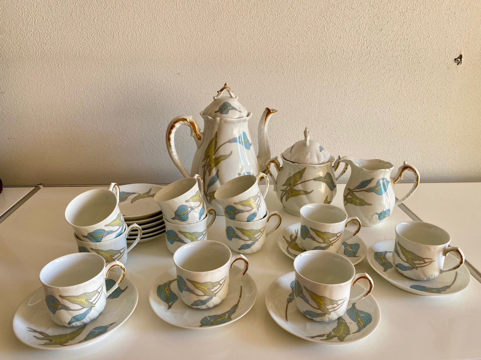 Theeservies Limoges-porselein Art Nouveau stijl, Ophalen of Verzenden