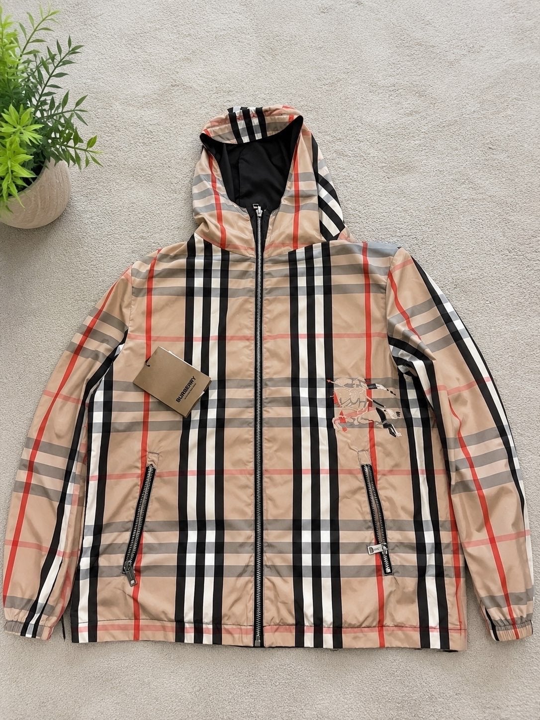 Burberry Omkeerbaar Jasje met Capuchon - Beige/Zwart, Ophalen of Verzenden, Zo goed als nieuw, Overige maten, Meerkleurig
