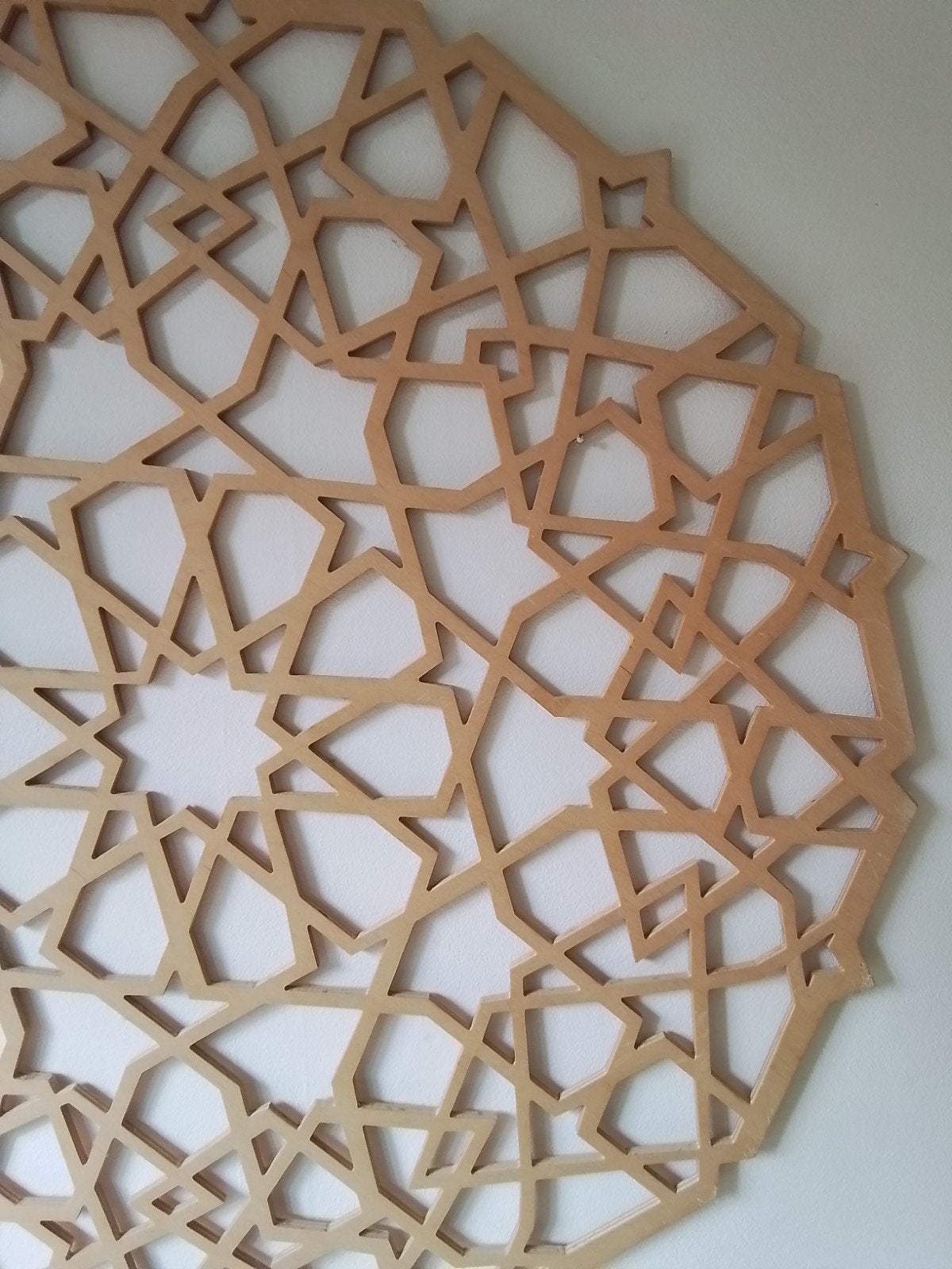 Wandcirkel met geometrisch patroon - 70 cm diameter, Ophalen, Hout, Zo goed als nieuw, Bruin