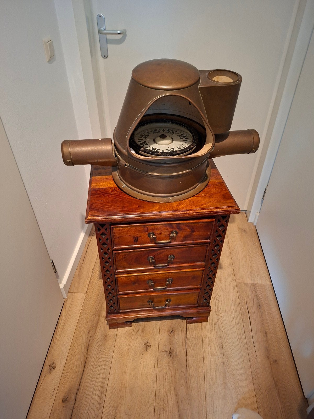 Antiek scheepskompas in koperen behuizing, Ophalen of Verzenden