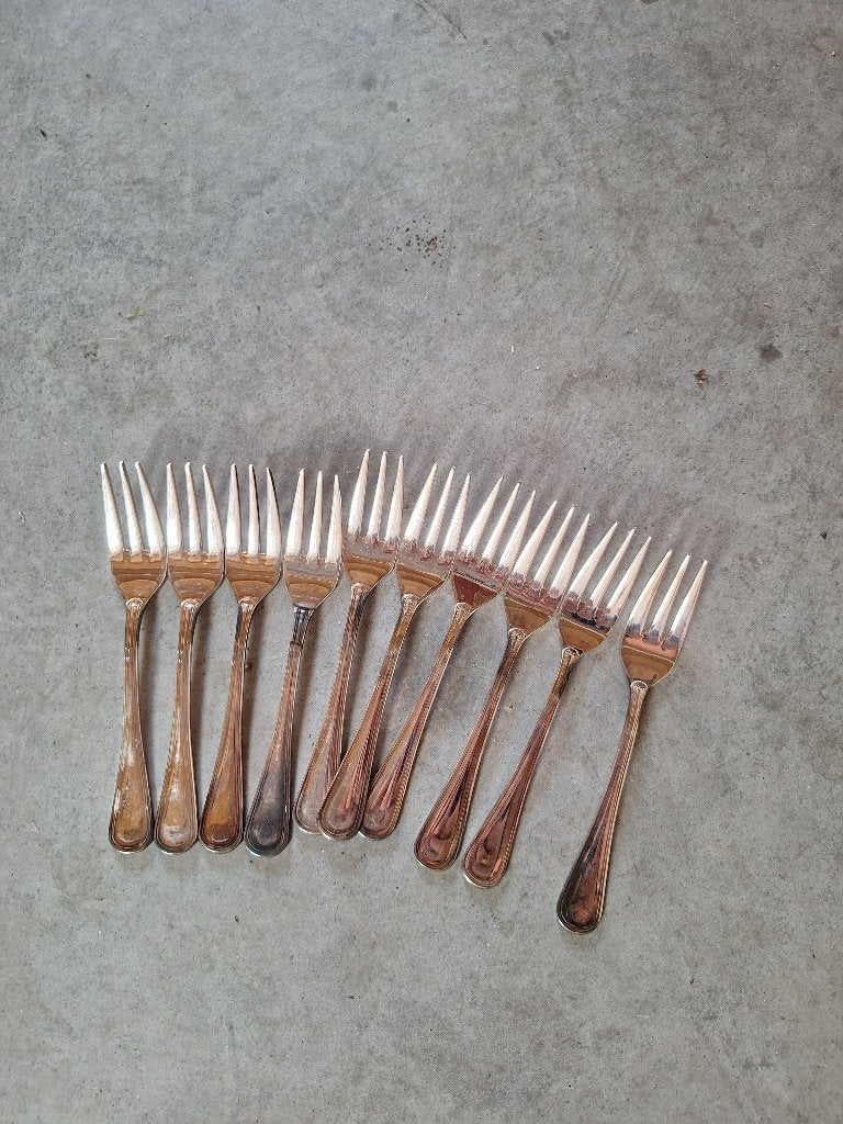 Set van 10 verzilverde gebakvorkjes, Ophalen