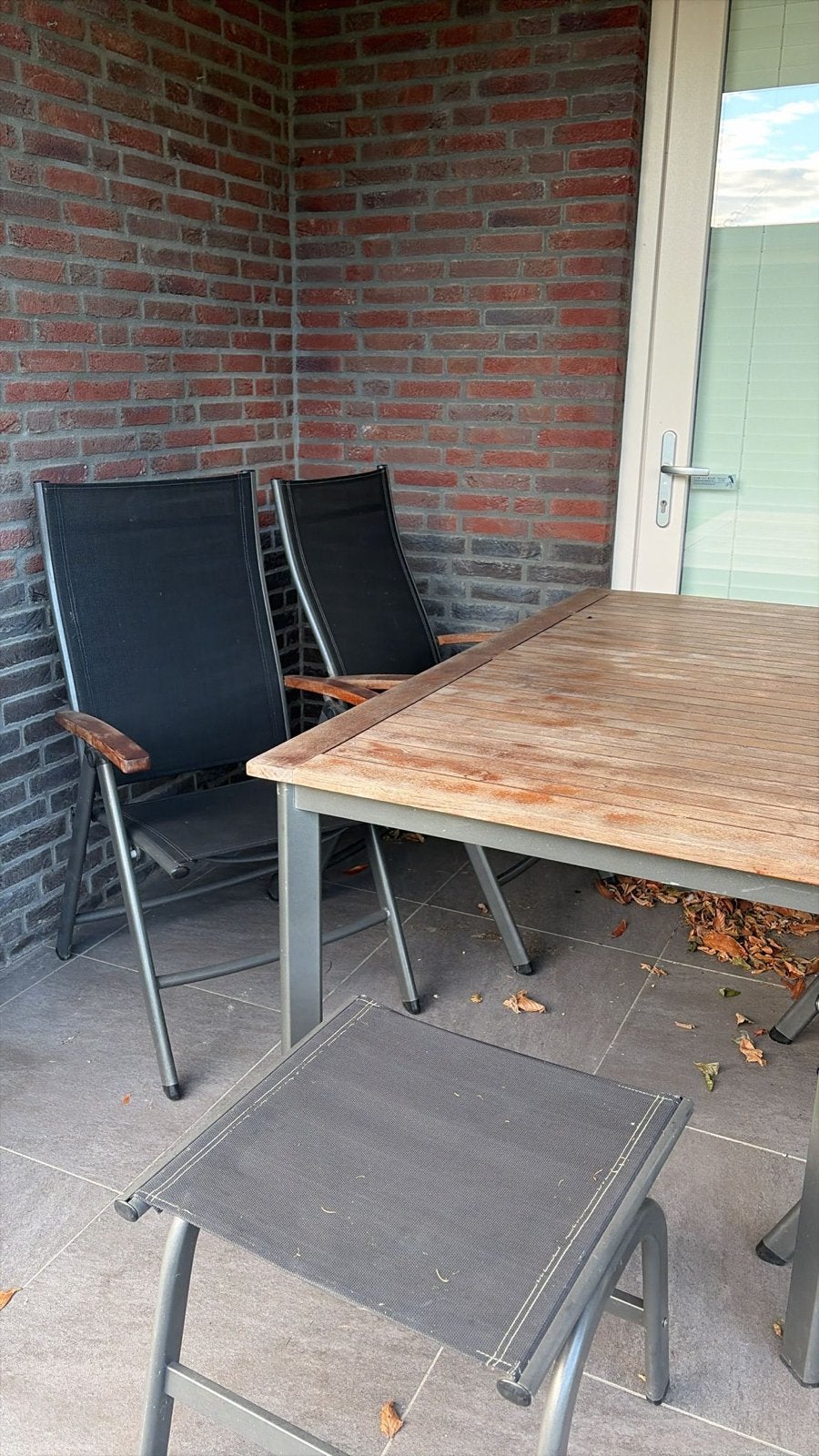 Tuinset met 4 stoelen en 2 hockers, Tuin en Terras, 4 zitplaatsen, Gebruikt, Eettafel, Ophalen of Verzenden