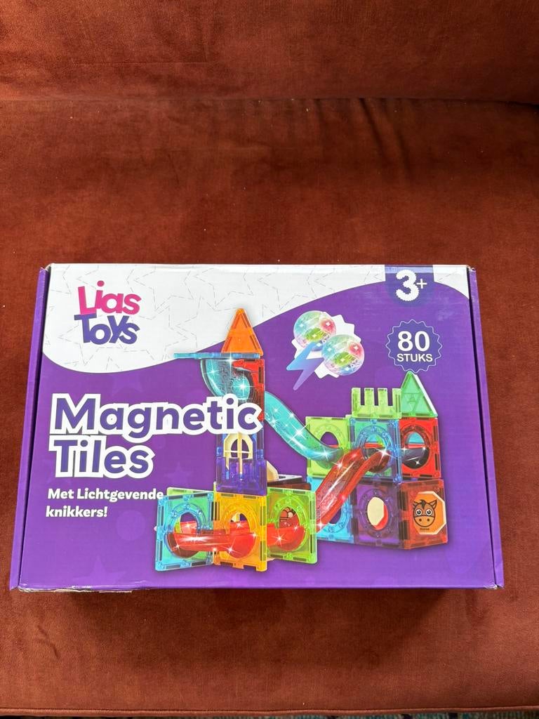 Lias Toys Magnetic Tiles Knikkerbaan - 80 stuks, Ophalen of Verzenden, Zo goed als nieuw, Bouwen