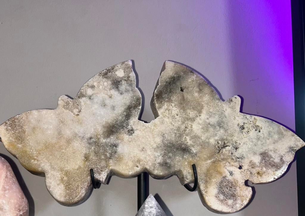 Agaat vlinder(s) op standaard., Ophalen, Mineraal