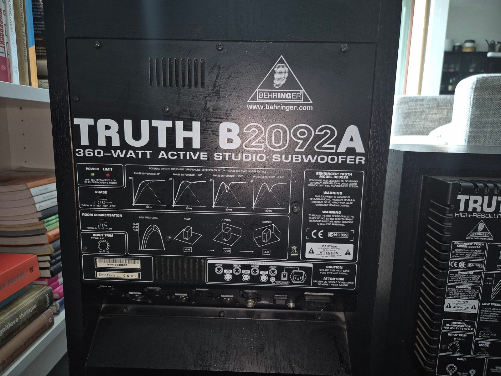 Behringer Truth B2031A Studiomonitoren met B2092A Subwoofer, Studiomonitor, Gebruikt, Ophalen, 150 watt of meer