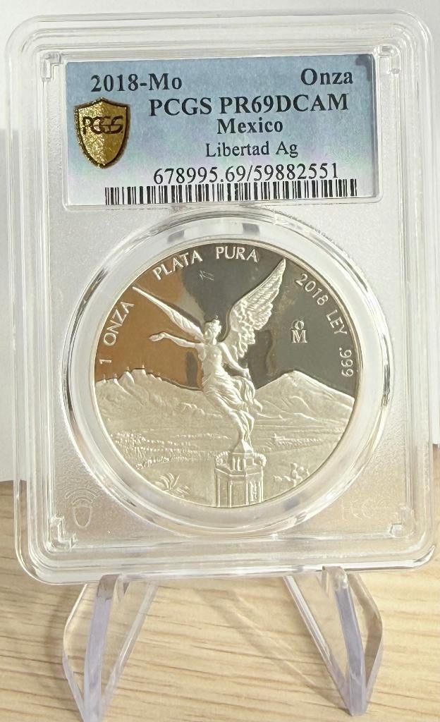 2018 Mexico Onza Libertad 1 oz silver proof PGCS PR69DCAM, Postzegels en Munten, Munten | Amerika, Ophalen, Midden-Amerika, Losse munt