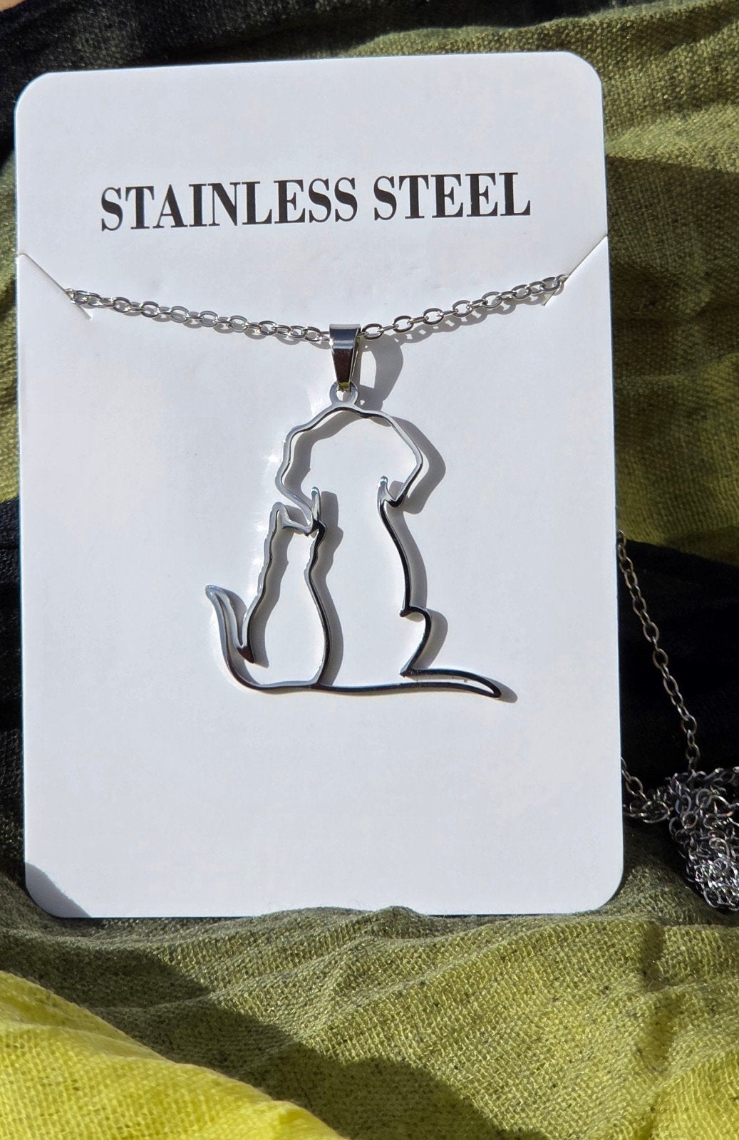 Roestvrijstalen ketting met hond en kat bedel, Sieraden, Tassen en Uiterlijk, Nieuw, Ophalen of Verzenden, Zilver, Overige materialen