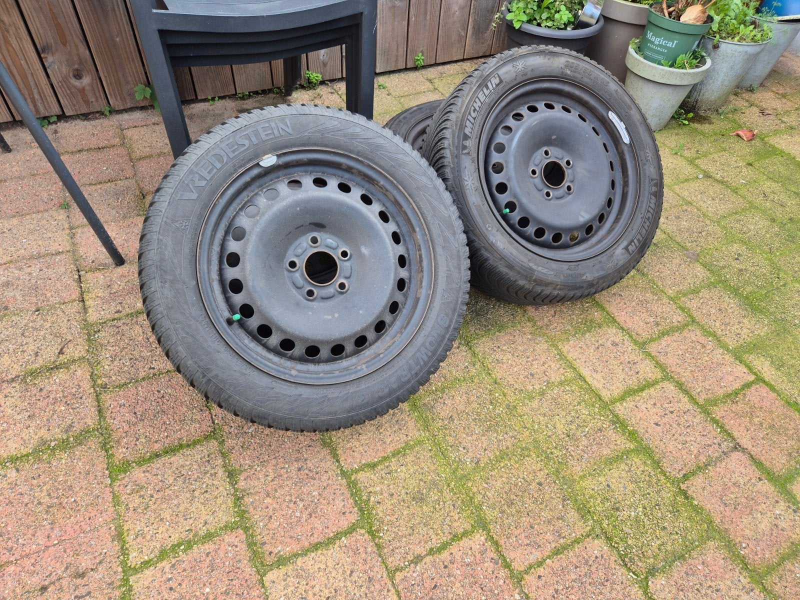 Winterbanden met velgen - Vredestein & Michelin, Ophalen, Gebruikt, 16 inch, Banden en Velgen