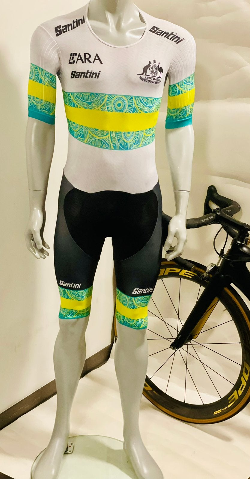 Wielrenkleding wielrenpak snelpak speedsuit maat S Santini, S, Ophalen of Verzenden, Zo goed als nieuw, Dames