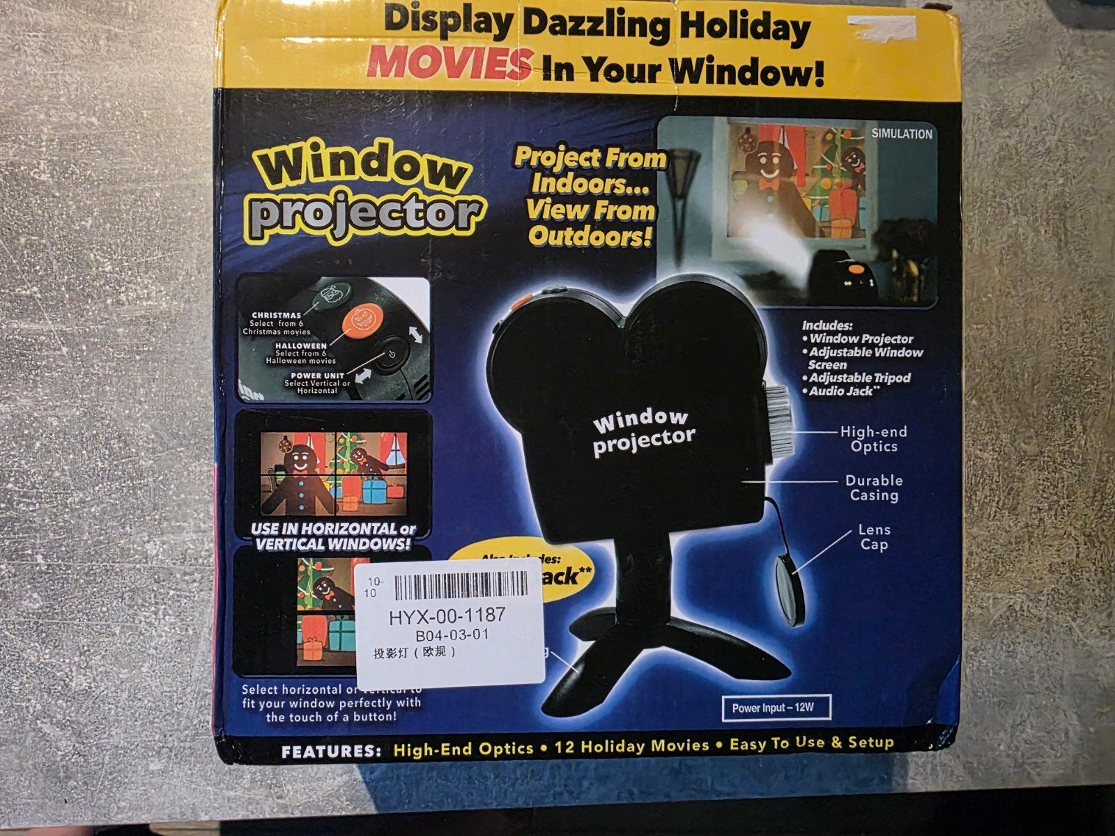 Window Projector met 12 vakantiefilms (Kerst & Halloween), Onbekend, LED, Onbekend, Nieuw
